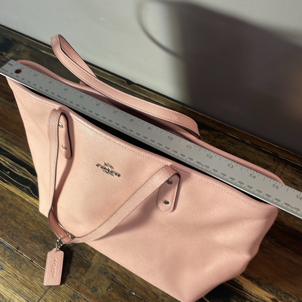 Coach petal pink handbag nice shape some nics along handle as shown - beautiful! - Picture 13 of 17